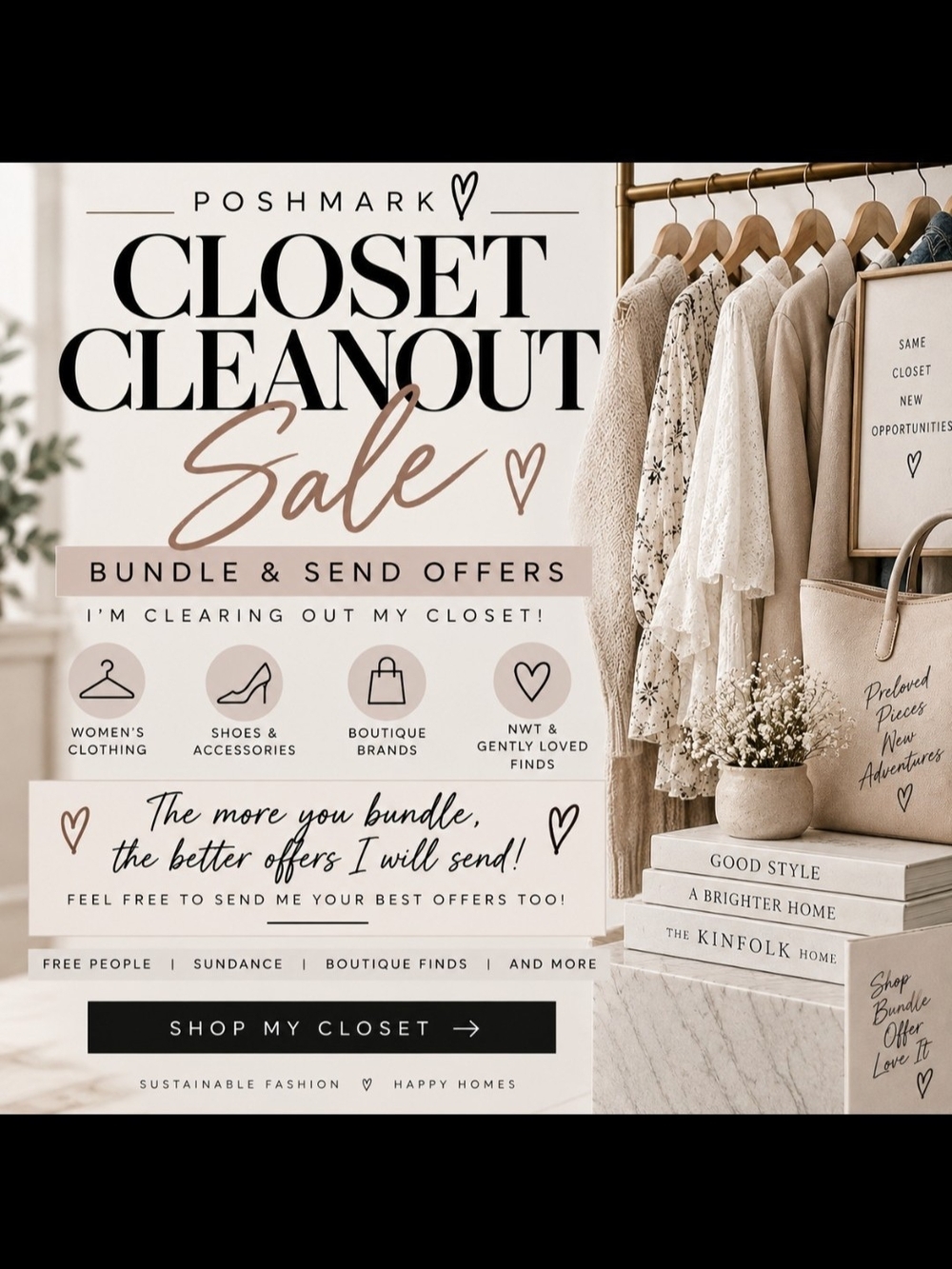 Free People Beige & Cream Closet Cleanout Sale Graphic